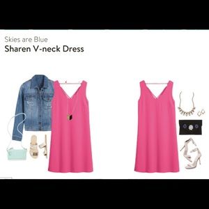 Hot pink - Skies are Blue Sharen V Neck Dress - M